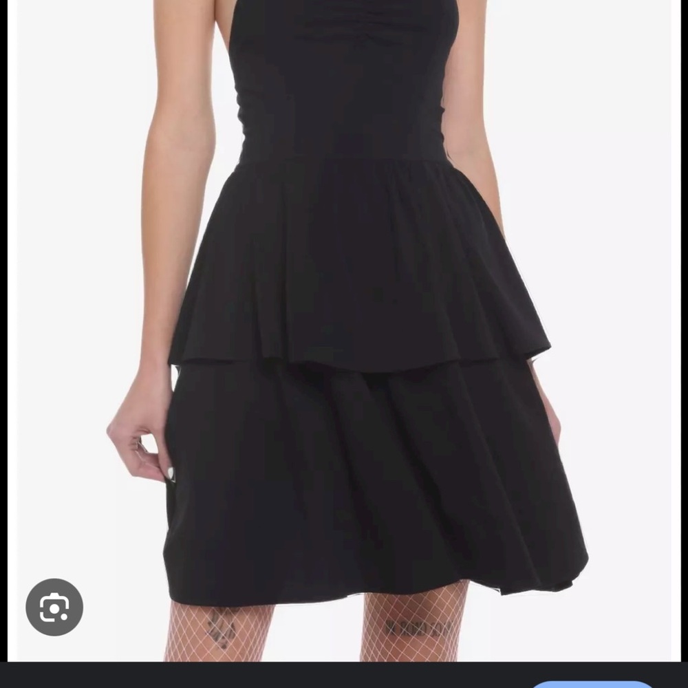 Black Tiered Ruffled Halter Dress
